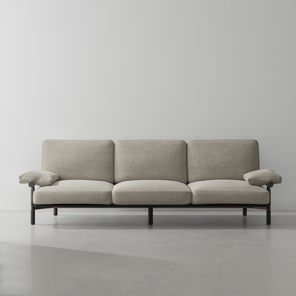 Nuevo HGDB153 Stilt Triple Seat Sofa  - Omari Ink Platform and Ebonized Frame